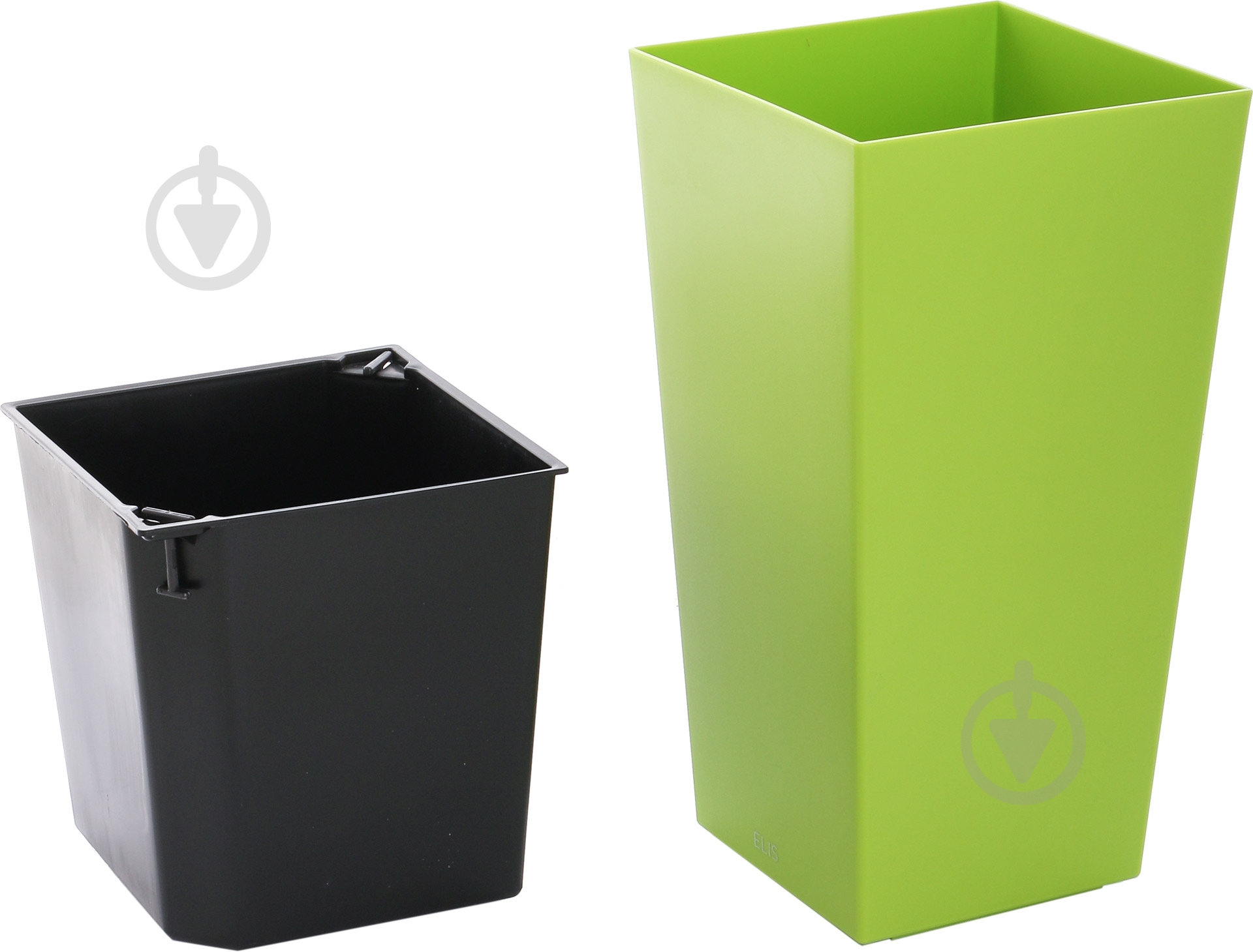 Горщик пластиковий Plastkon ELISE матовий квадратний 28,8 л салатовий - фото 3