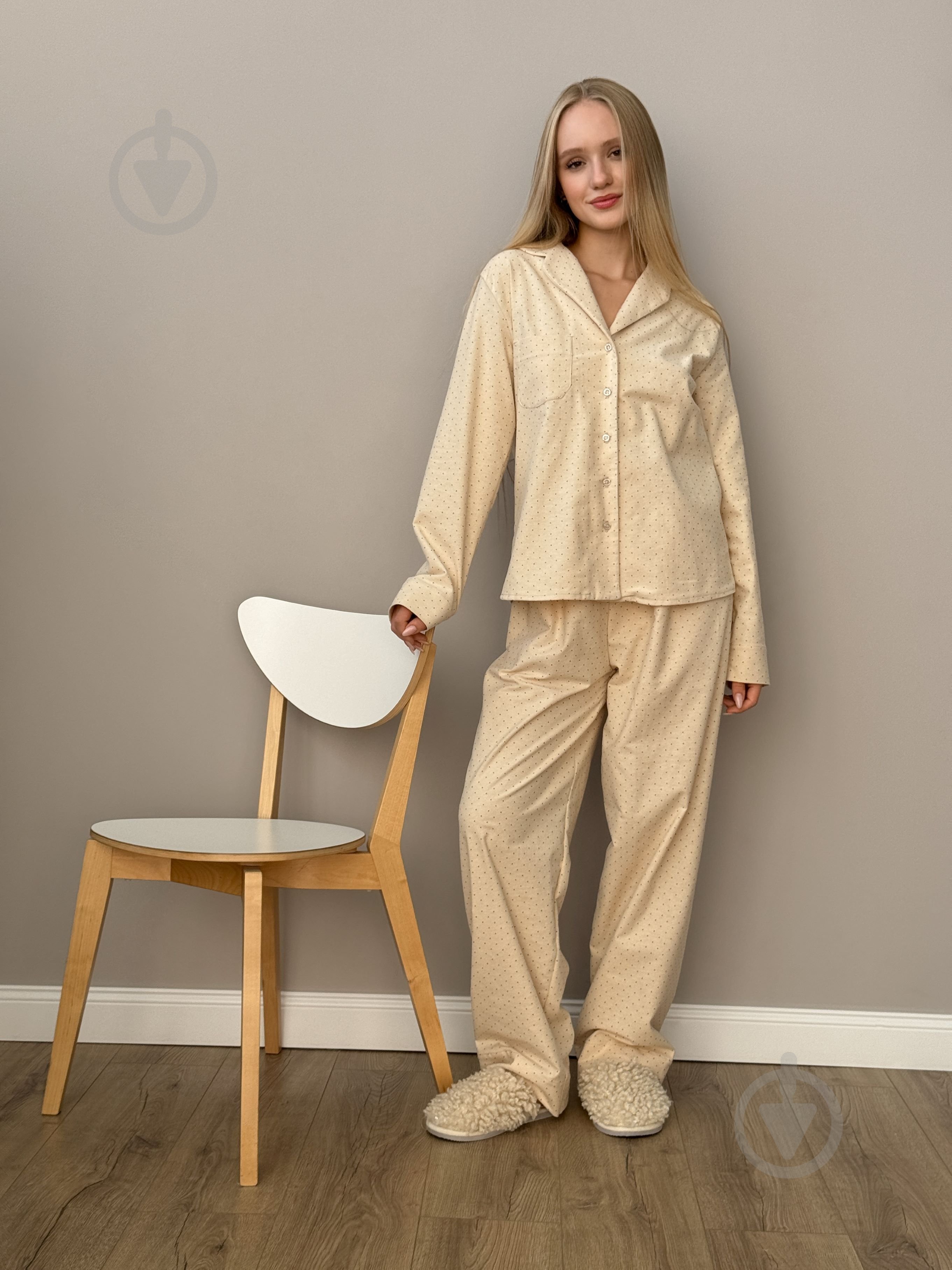 Пижама женская MISO в мелкий горошек р. L молочный (13744) - фото 1 Пижама женская MISO в мелкий горошек р. L молочный (13744) - фото 1