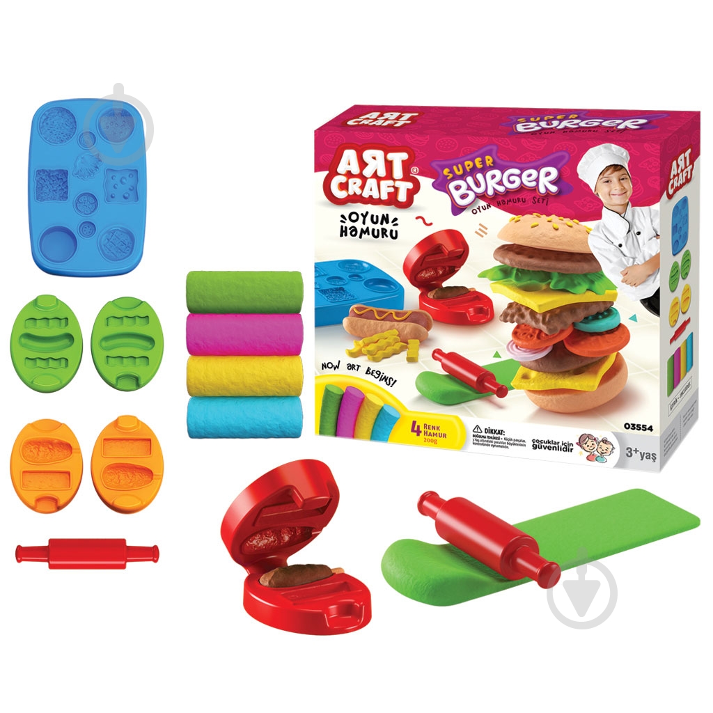 Набор для лепки ART CRAFT Супер Бургер 3554 - фото 1 Набор для лепки ART CRAFT Супер Бургер 3554 - фото 1