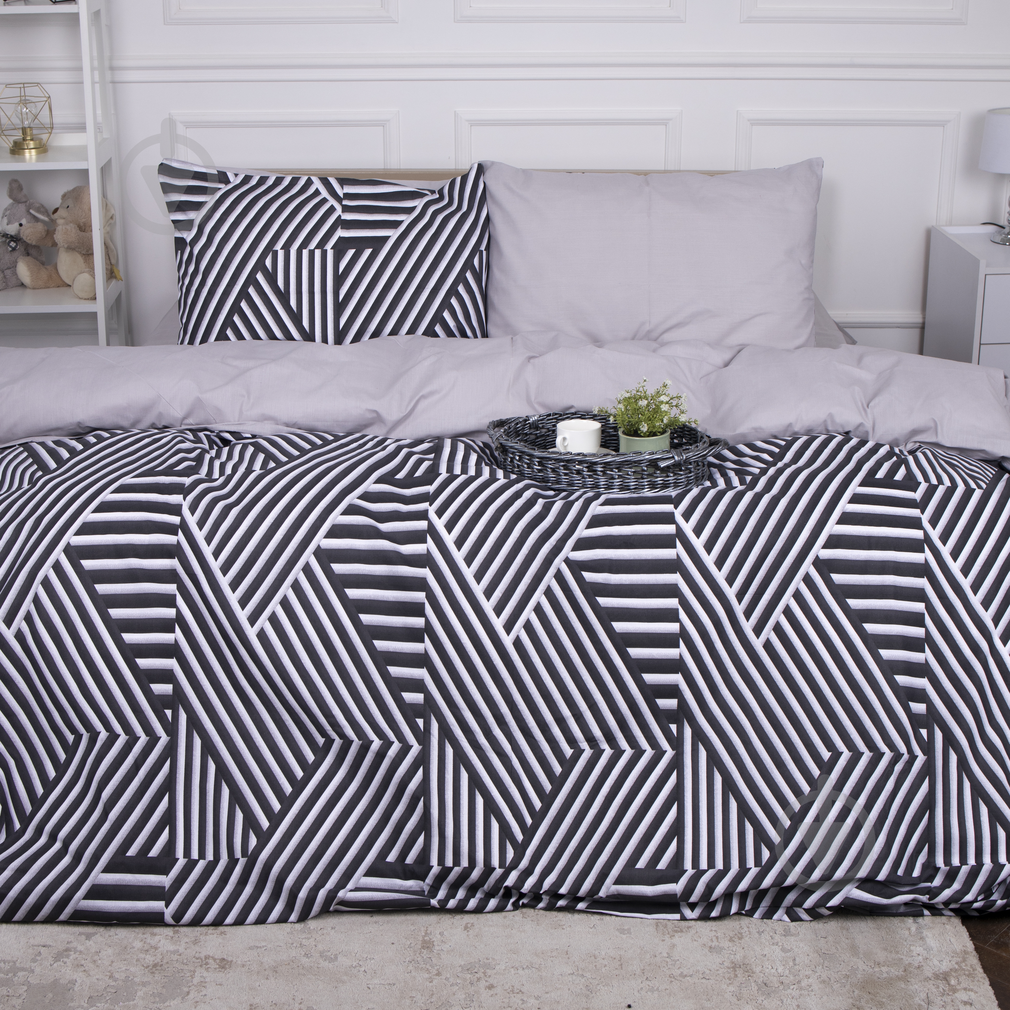 Комплект постельного белья Ranforce Elite 17-0629 Diamond Black White 2х143х210 см черный/белый MirSon - фото 1 Комплект постельного белья Ranforce Elite 17-0629 Diamond Black White 2х143х210 см черный/белый MirSon - фото 1