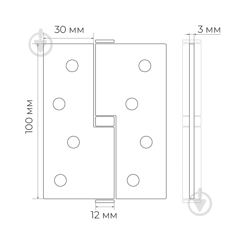 Петля RDA 64653 врізна 100x31x2,5 мм матовий чорний ліва 2 шт. - фото 3 Петля RDA 64653 врізна 100x31x2,5 мм матовий чорний ліва 2 шт. - фото 3