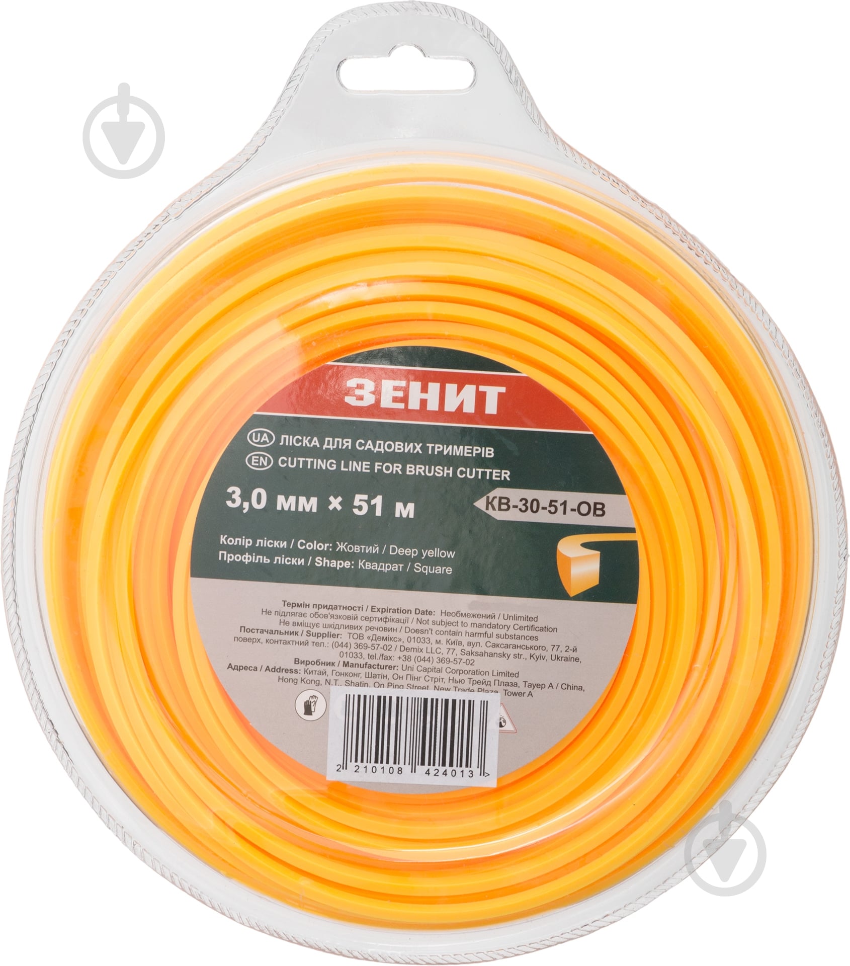 Ліска для тримерів Зеніт КВ-30-51-ОВ квадрат 3,0х51 м - фото 1