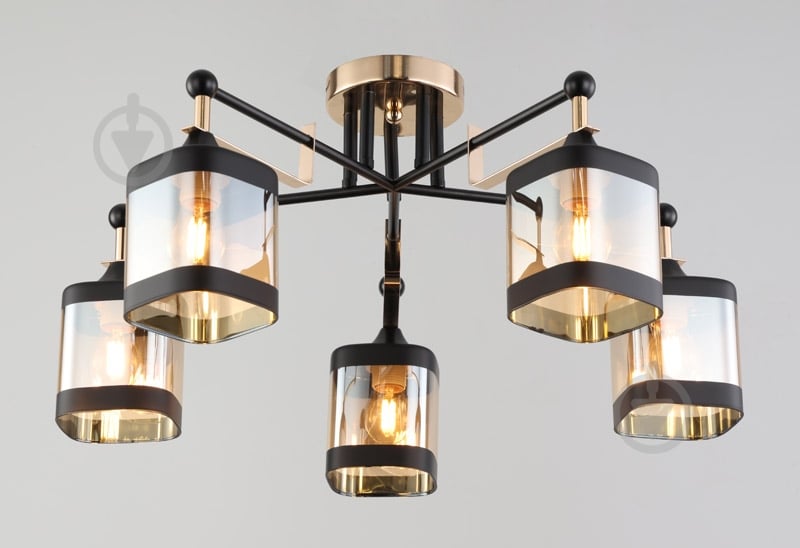 Люстра стельова WunderLicht Cottage KK3525-45 5x60 Вт Е27 чорний KK3525-45 - фото 1