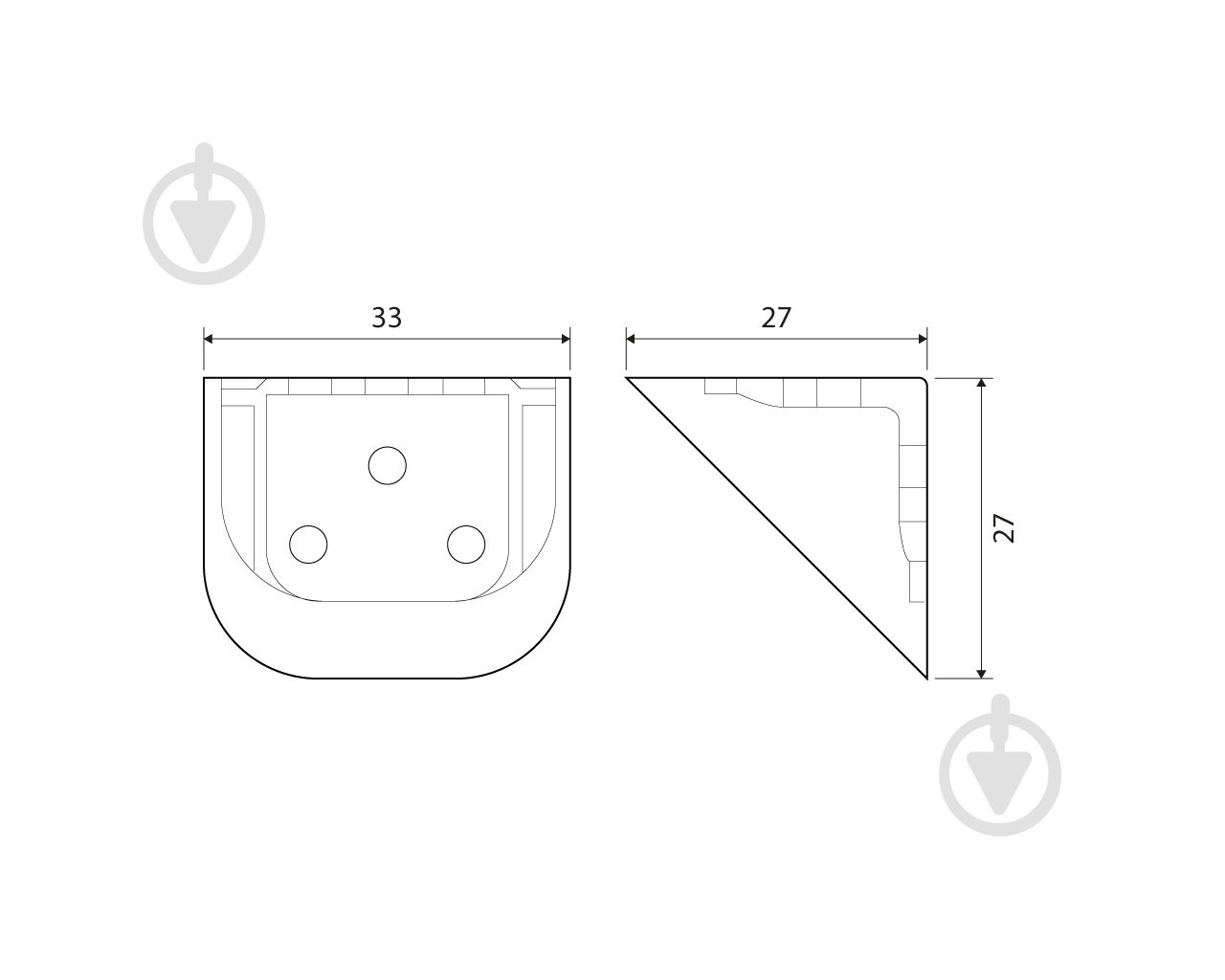 Крепление для полок DC уголок 33x27 мм металический двойной с накладкой кашемир упаковка 2 шт - фото 2