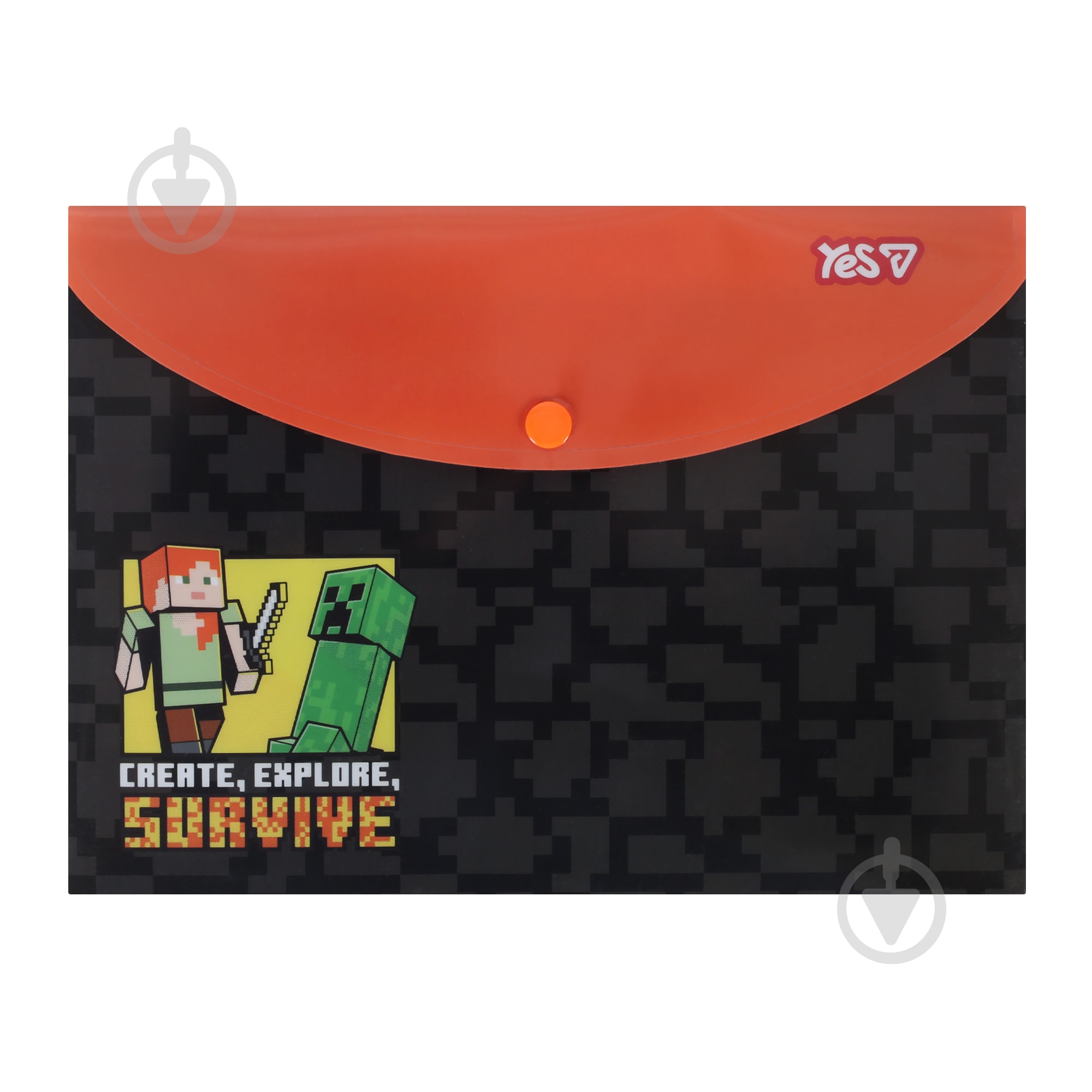 Папка-конверт на кнопке B5 Minecraft Survive YES - фото 1 Папка-конверт на кнопке B5 Minecraft Survive YES - фото 1