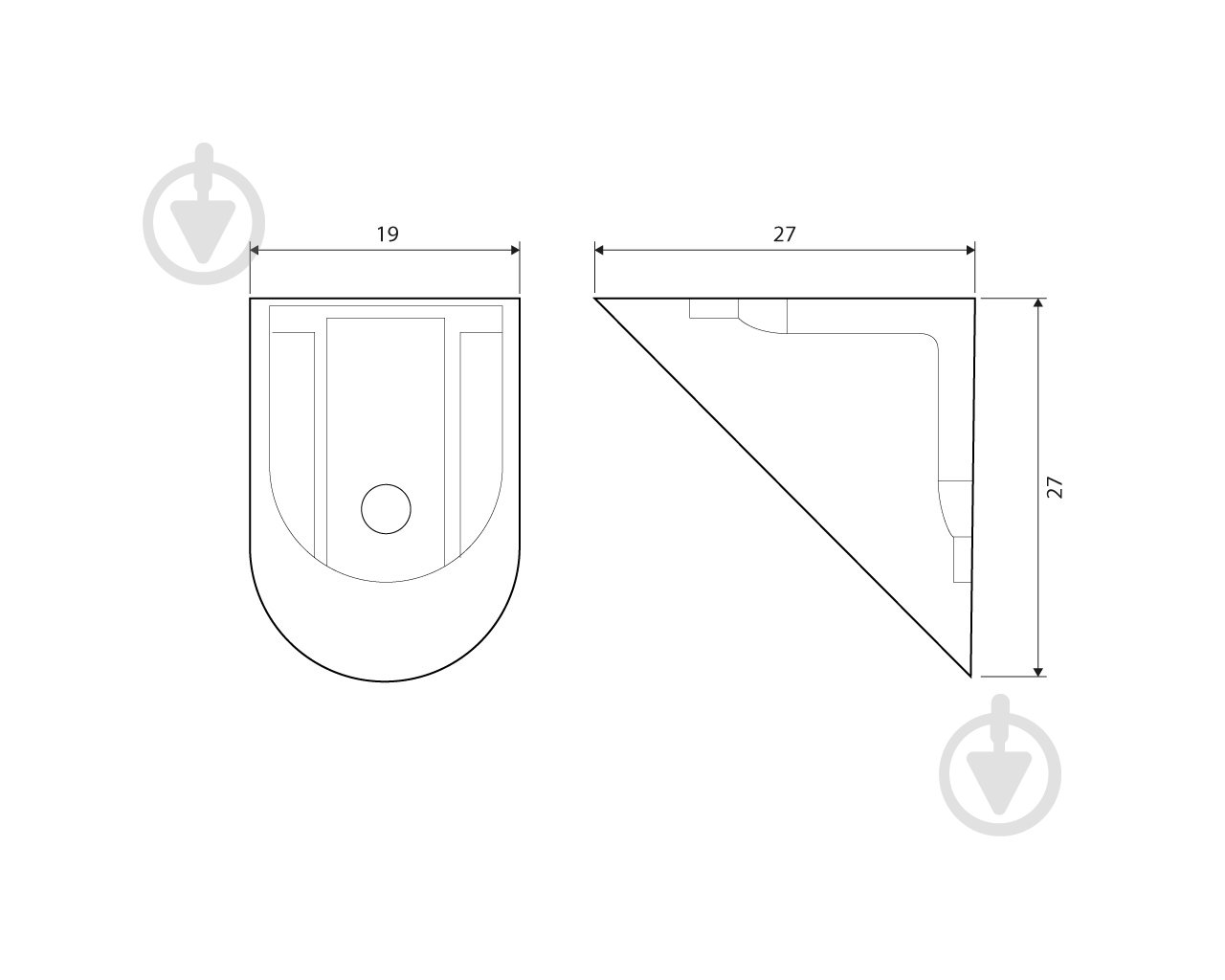 Крепление для полок DC уголок 19x27 мм металический одинарный с накладкой черный упаковка 2 шт - фото 2