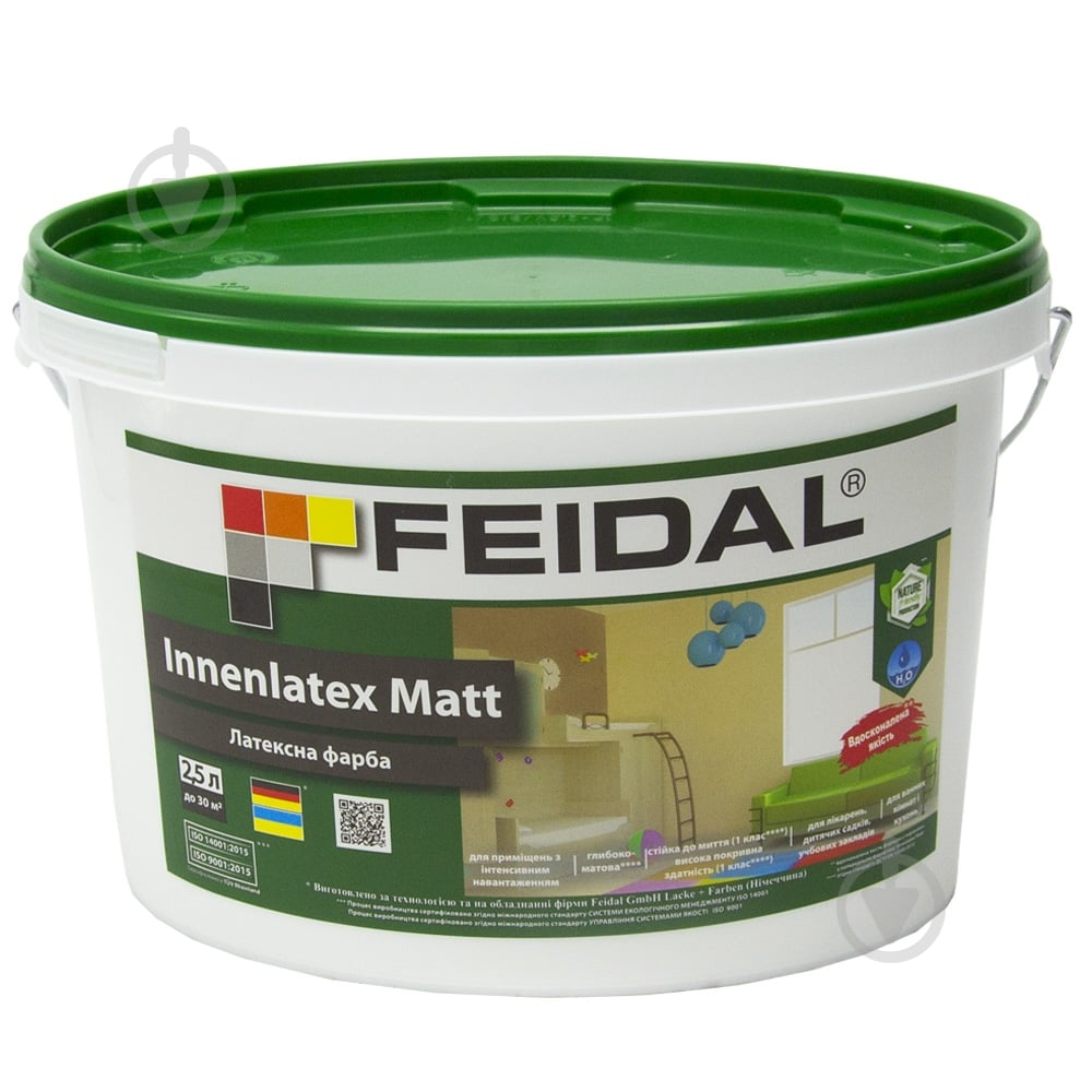 Краска латексная Feidal Innenlatex Matt глубокий мат белый 2,5 л - фото 1 Краска латексная Feidal Innenlatex Matt глубокий мат белый 2,5 л - фото 1