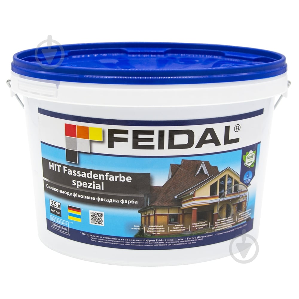Краска cиликономодифицированная Feidal HIT Fassadenfarbe spezial мат белый 2,5 л - фото 1
