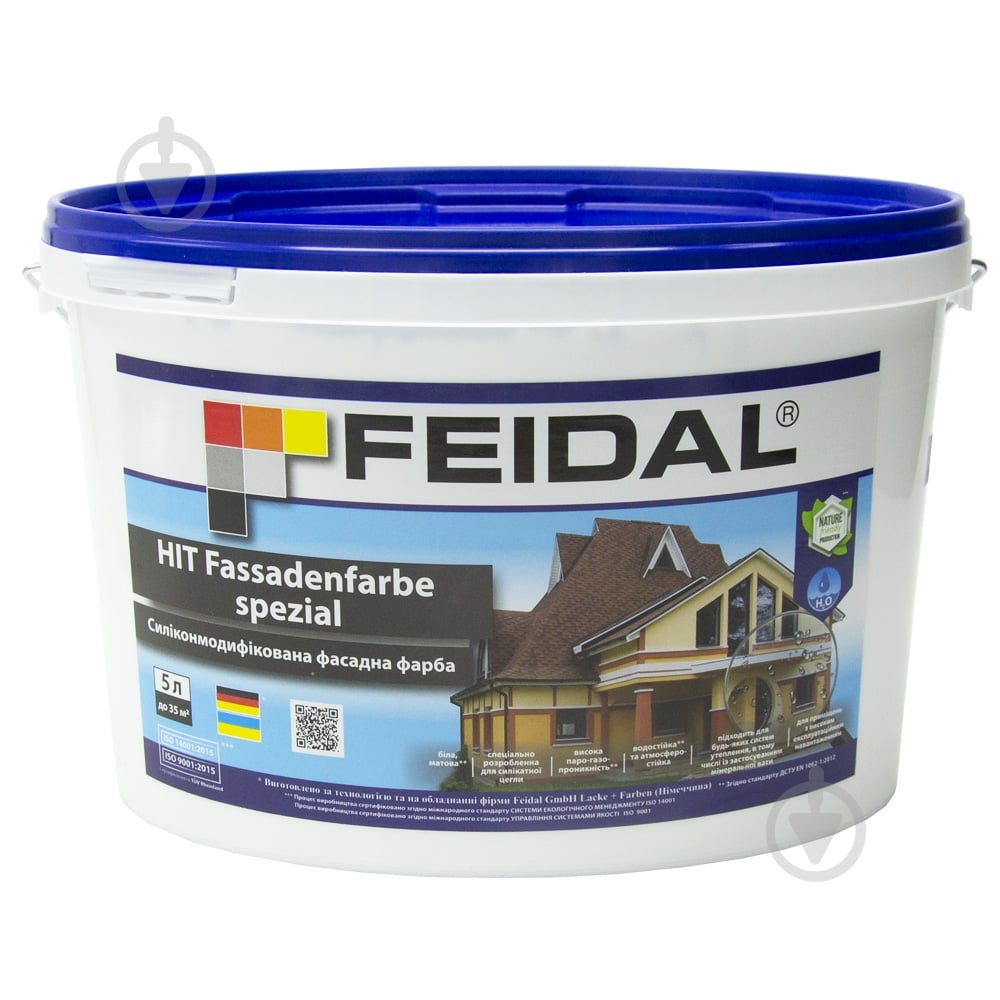 Краска cиликономодифицированная Feidal HIT Fassadenfarbe spezial мат белый 5 л - фото 1