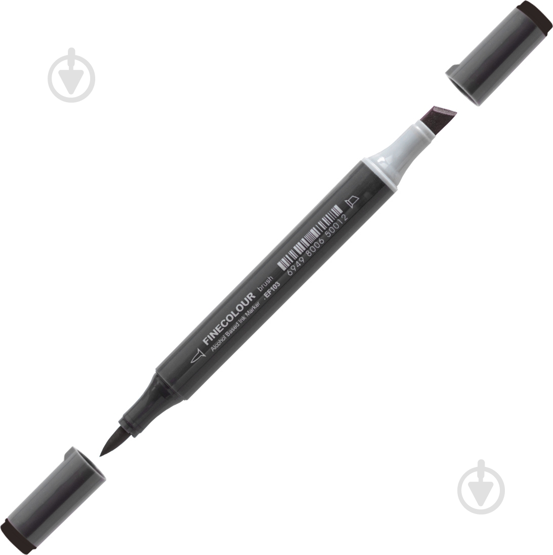 Маркер спиртовой FINECOLOUR Brush-mini EF103-191 черный - фото 1