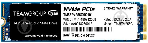 SSD-накопичувач Team Group MP34 256GB M.2 PCI Express 3.0 x4 3D TLC (TM8FP4256G0C101) - фото 1