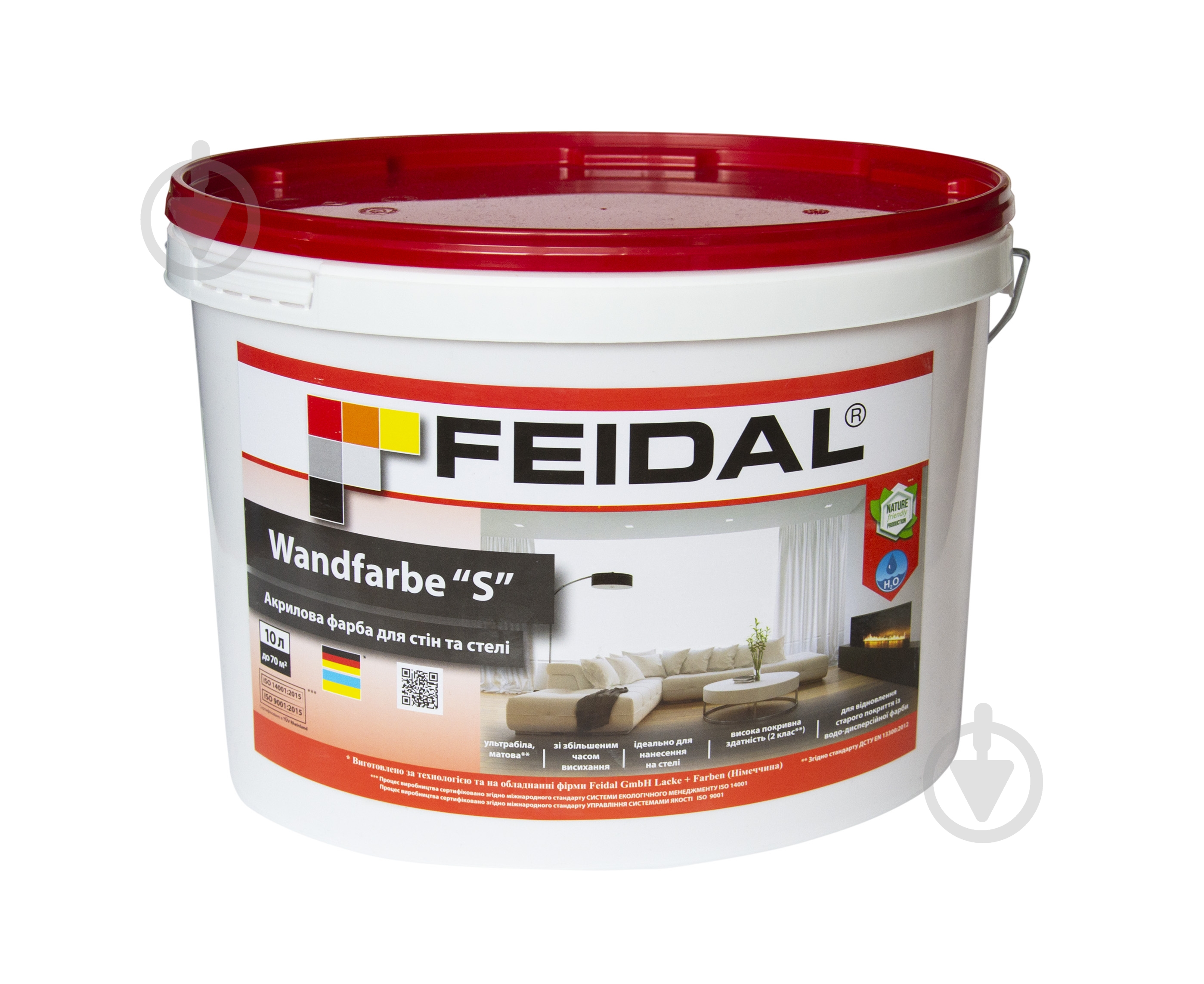 Фарба акрилова Feidal Wandfarbe "S" мат білий 10 л - фото 1