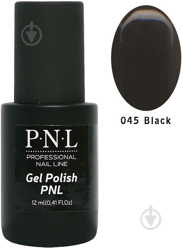 Гель-лак для ногтей P.N.L №045 Black 12 мл - фото 1
