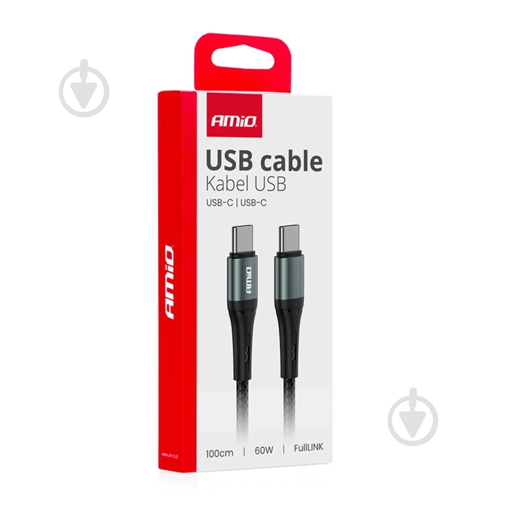 Кабель AMiO FullLINK USB-C/USB-C 60W 100 см (03914) - фото 2 Кабель AMiO FullLINK USB-C/USB-C 60W 100 см (03914) - фото 2