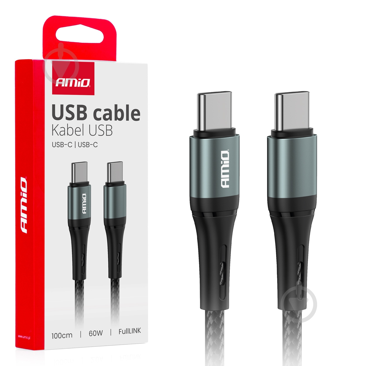 Кабель AMiO FullLINK USB-C/USB-C 60W 100 см (03914) - фото 3 Кабель AMiO FullLINK USB-C/USB-C 60W 100 см (03914) - фото 3