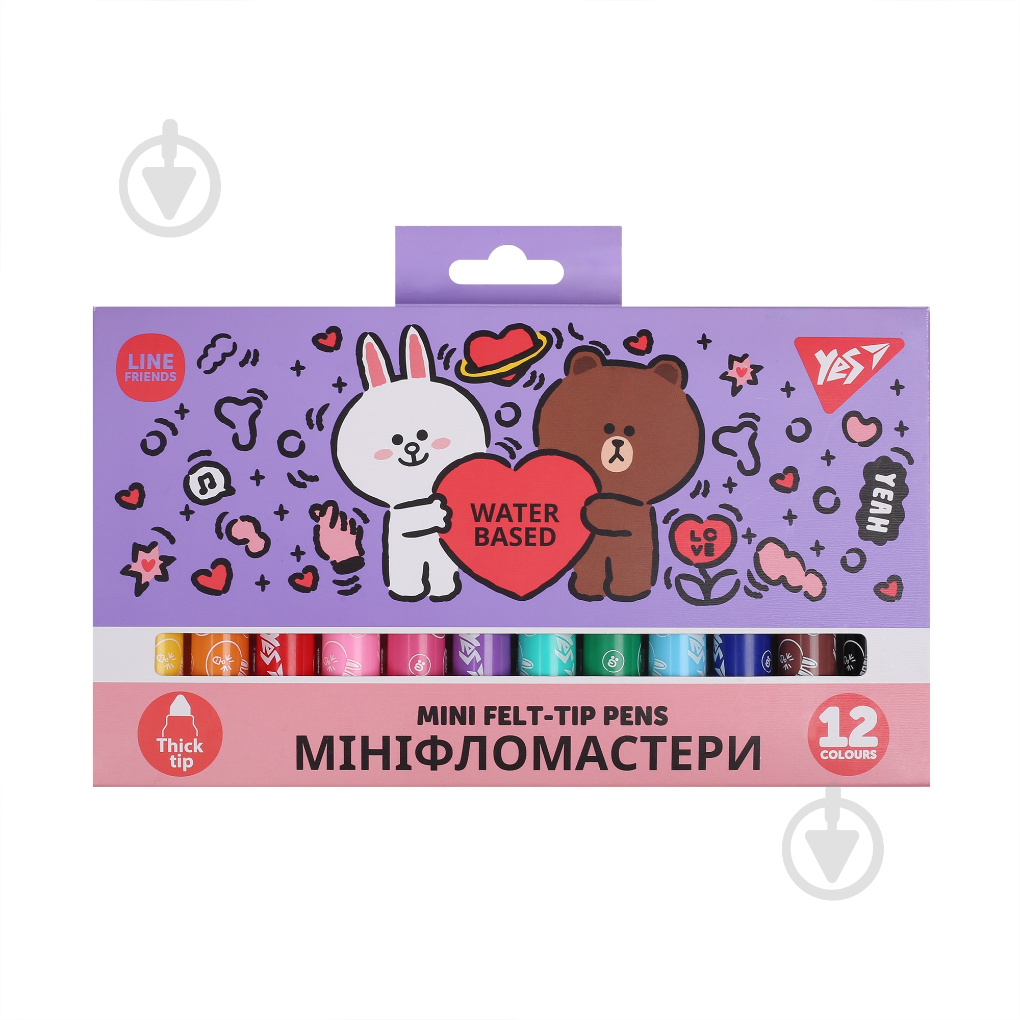 Фломастеры Line Friends Mini 12 цветов 650594 YES - фото 1