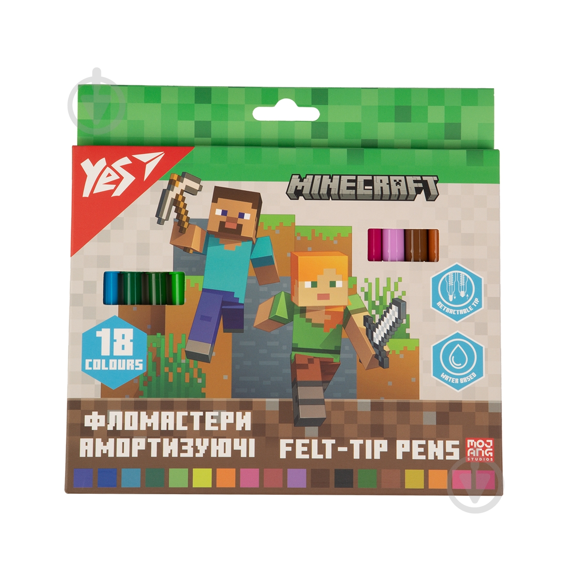 Фломастери 18 кольорів Minecraft амортизуючі 650584 YES - фото 1 Фломастери 18 кольорів Minecraft амортизуючі 650584 YES - фото 1