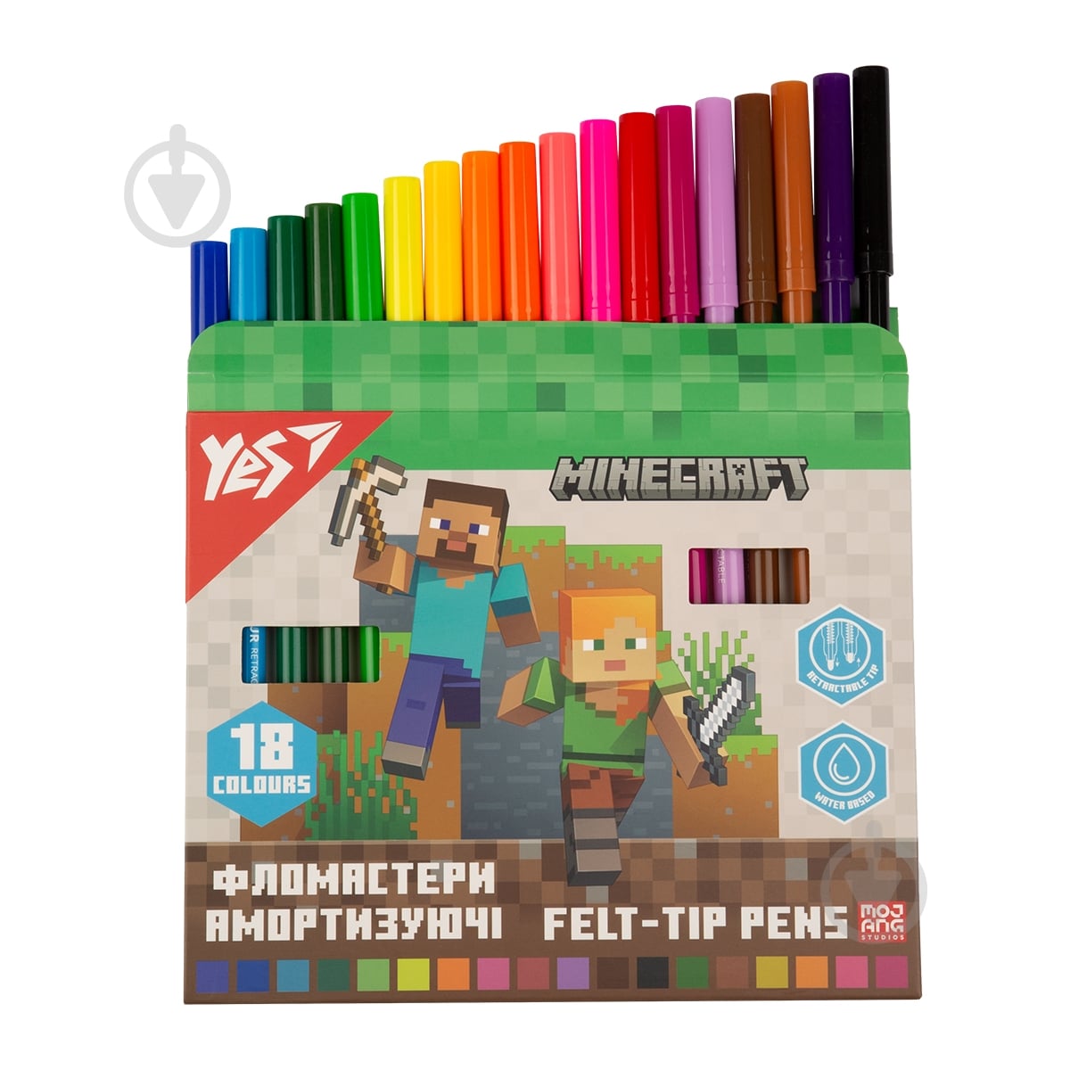 Фломастери 18 кольорів Minecraft амортизуючі 650584 YES - фото 2 Фломастери 18 кольорів Minecraft амортизуючі 650584 YES - фото 2