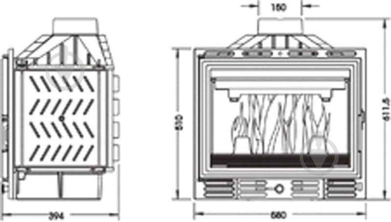 Топка для камина Uniflam 600 с шибером (601-595) - фото 3 Топка для камина Uniflam 600 с шибером (601-595) - фото 3