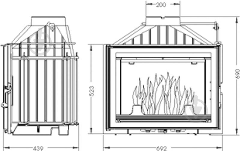 Топка для камина Uniflam 700 Plus Eco с шибером (607-697) - фото 8 Топка для камина Uniflam 700 Plus Eco с шибером (607-697) - фото 8