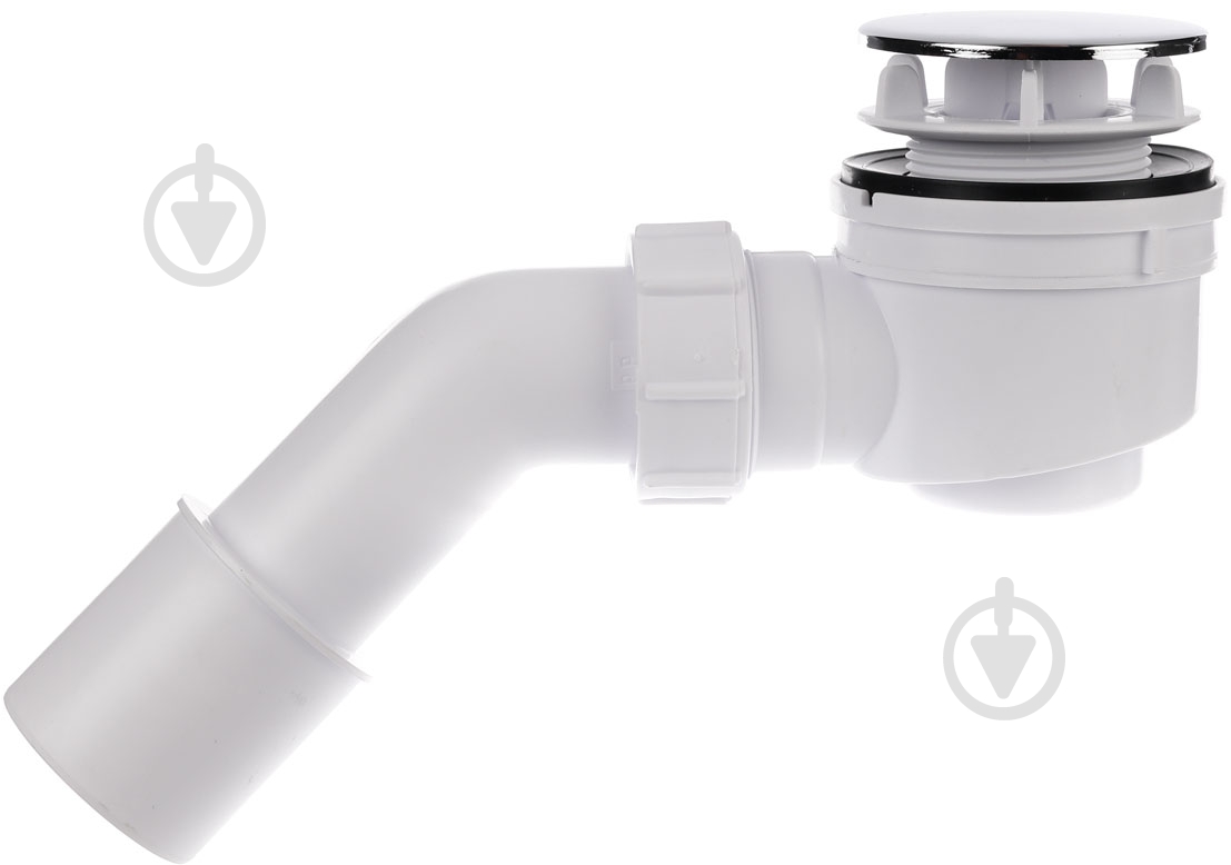 Сифон для поддона McAlpine d50мм, выс. 65мм, крышка нерж хром 70мм, выпуск 40/50, HC252570В - фото 2