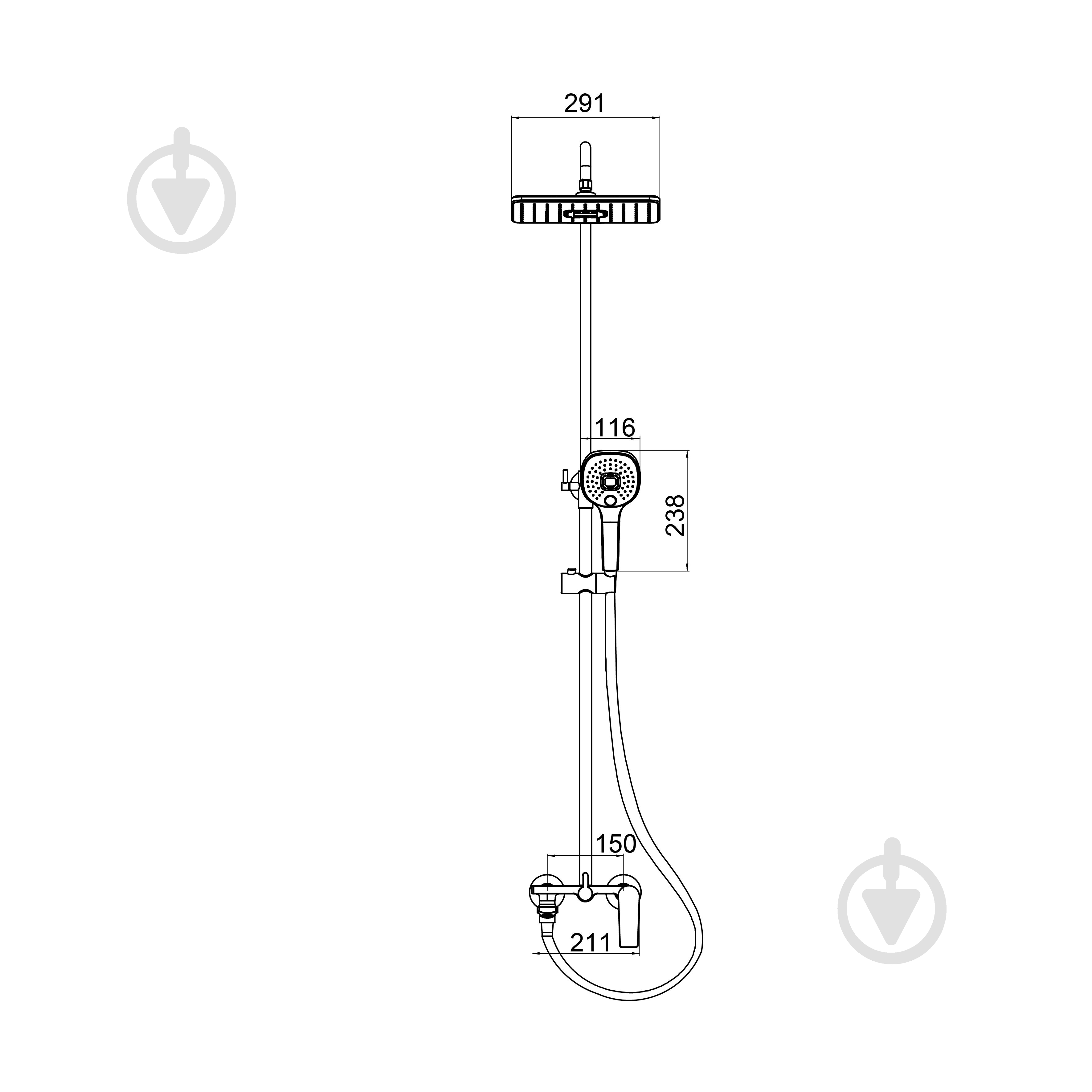 Душова система Koller Pool Trend зі змішувачем та виливом, чорний матовий(1127480505) - фото 2