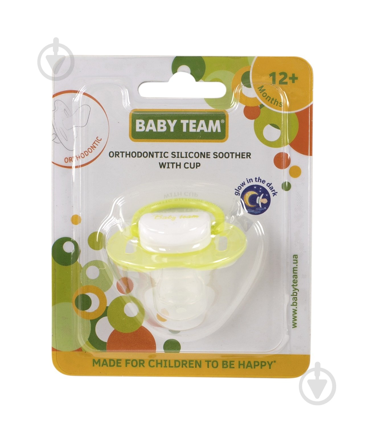 Пустушка Baby Team силіконова ортодонтична з ковпачком та кільцем, що світиться вночі - фото 4