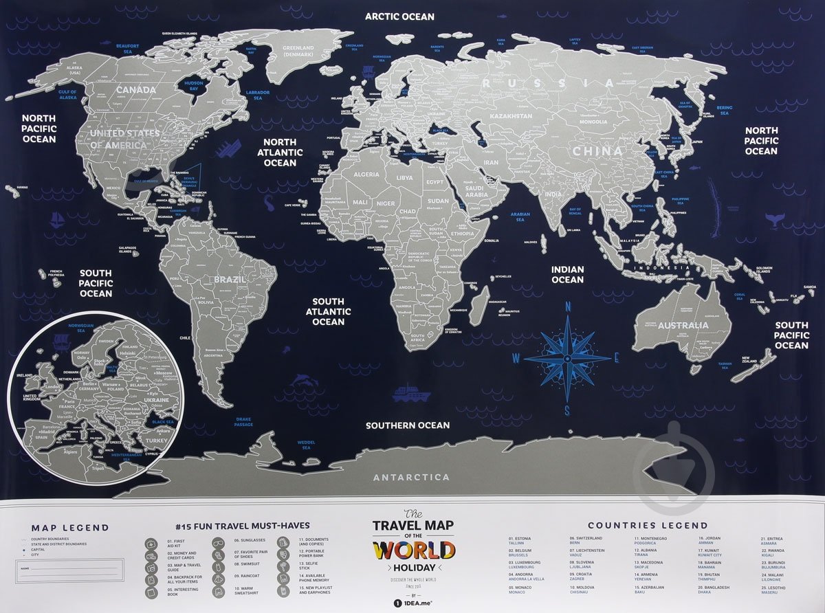 Скретч-карта світу Travel Map Holiday World (англ) (тубус) 1DEA.me - фото 1