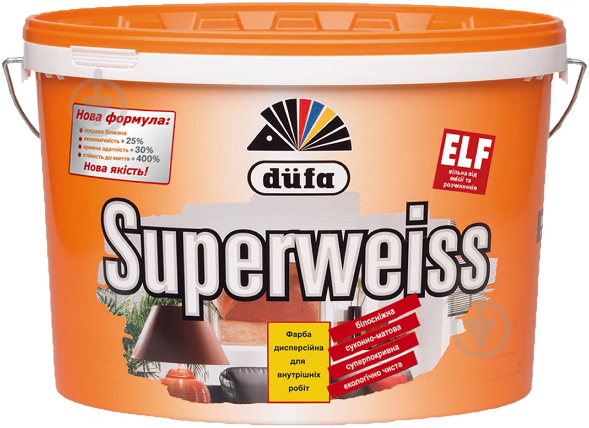 Краска виниловая водоэмульсионная Dufa Superweiss D4 мат белый 2,5 л - фото 1