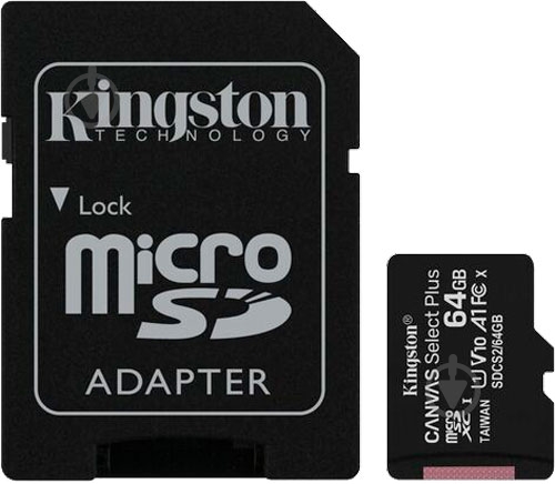 Карта пам'яті Kingston microSDXC 64 ГБ Class 10 (SDCS2/64GB) Canvas Select+ A1 UHS-I U1 - фото 1