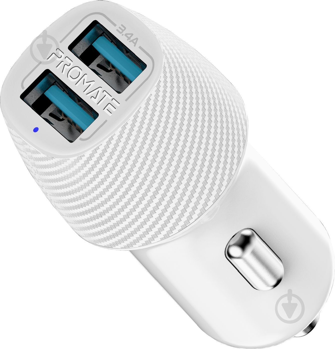 Автомобільний зарядний пристрій Promate Voltrip-Duo 17Вт 2 USB White - фото 1