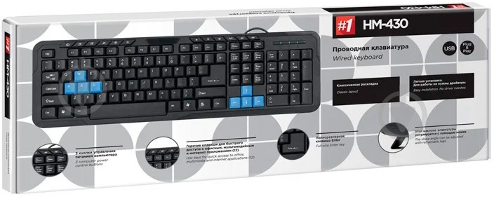 Клавиатура Defender HM-430 USB (45430) black/blue - фото 3