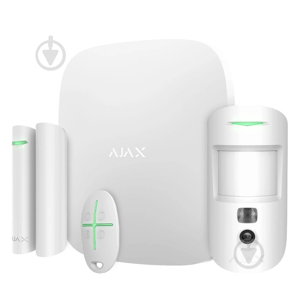 Комплект беспроводной сигнализации Ajax StarterKit Cam HDR White — 2G, Ethernet, фотоверификация тревог белый - фото 1