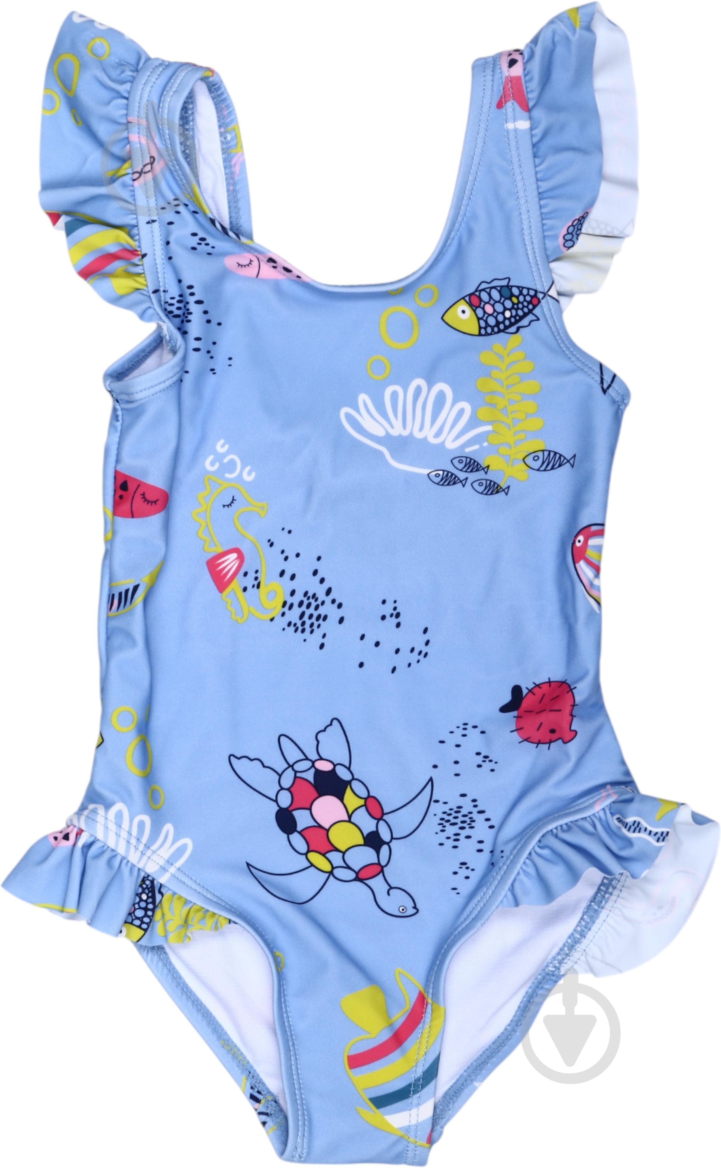 Купальник для дівчаток HW 25ENGL4 р.86-92 блакитний із принтом - фото 3