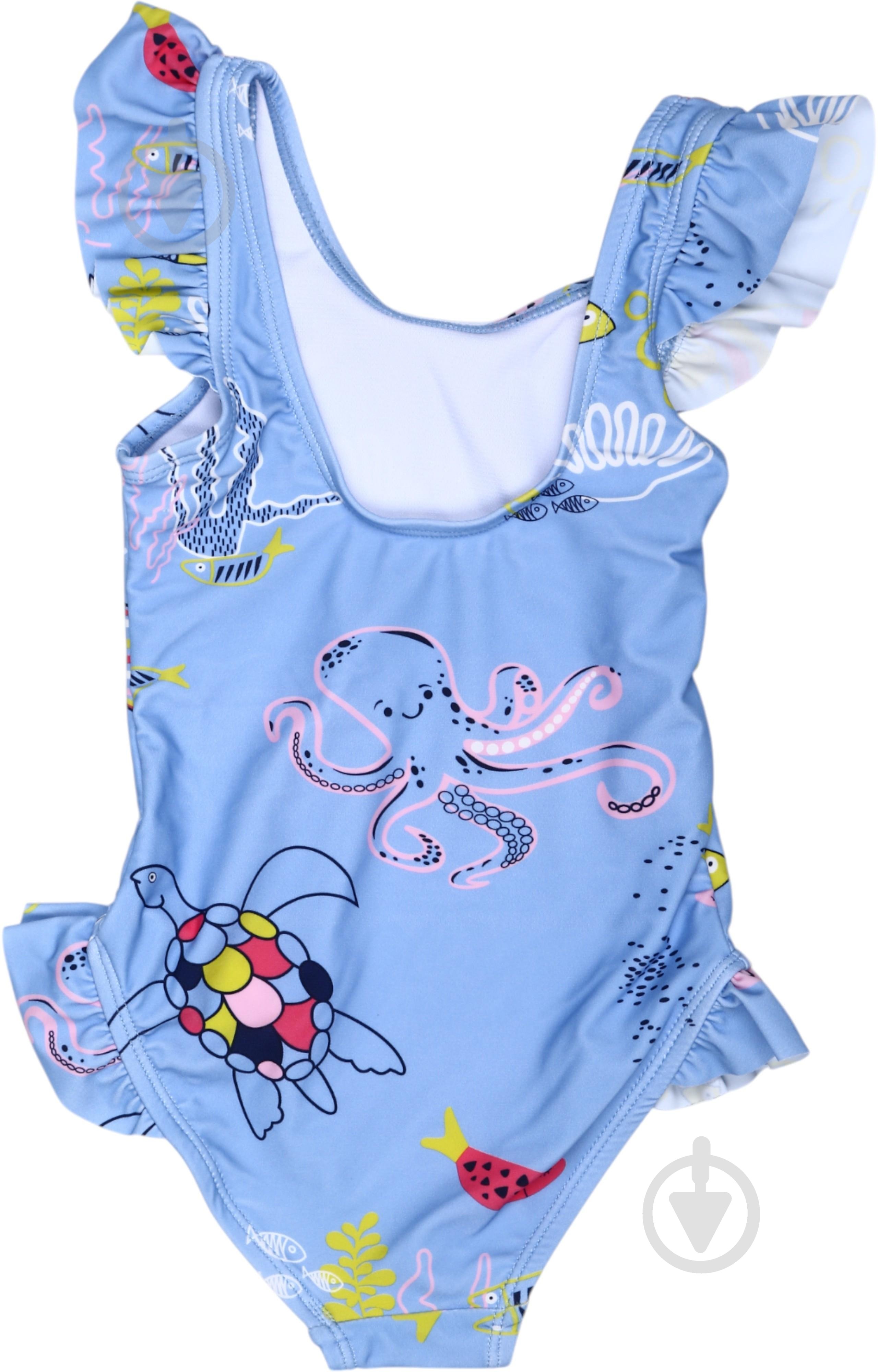 Купальник для дівчаток HW 25ENGL4 р.98-104 блакитний із принтом - фото 1 Купальник для дівчаток HW 25ENGL4 р.98-104 блакитний із принтом - фото 1