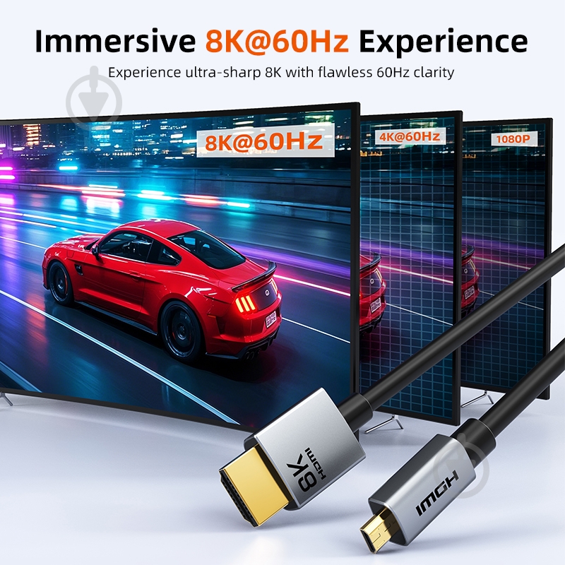 Кабель CableTime micro HDMI (M) - HDMI (M) 8K/60Hz, 48Gbps 3 м blackgrey (CA915880) - фото 8