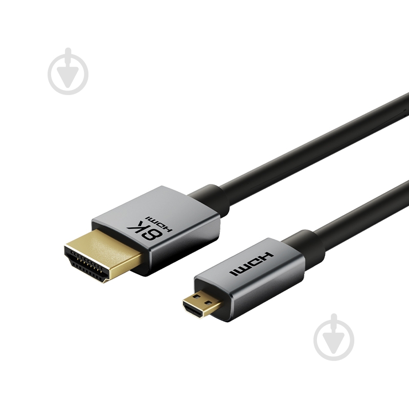 Кабель CableTime micro HDMI (M) - HDMI (M) 8K/60Hz, 48Gbps 3 м blackgrey (CA915880) - фото 3