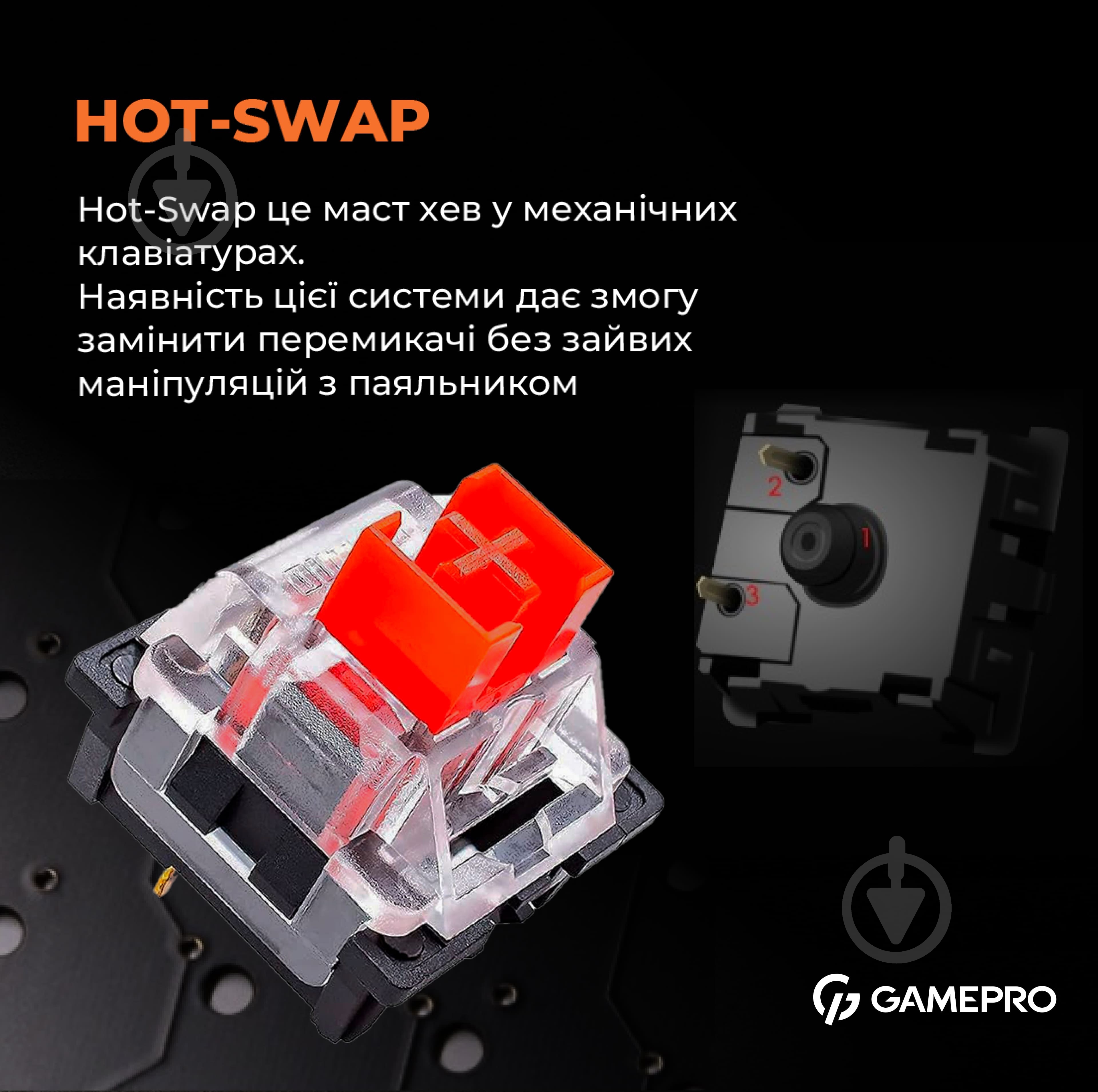 Клавіатура ігрова GamePro (MK170B) Hot-Swap RGB Black black/white - фото 7
