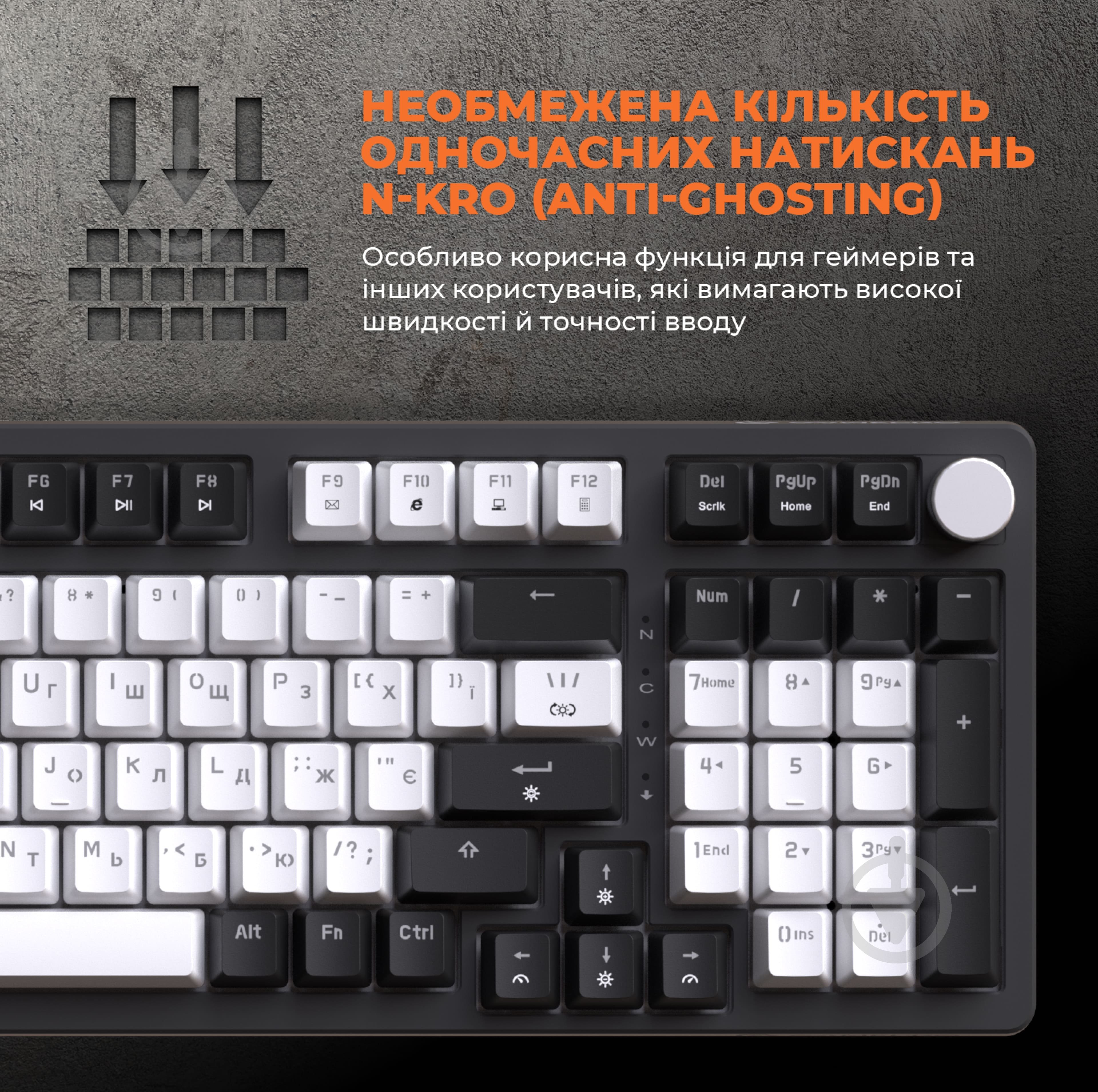 Клавіатура ігрова GamePro (MK170B) Hot-Swap RGB Black black/white - фото 13