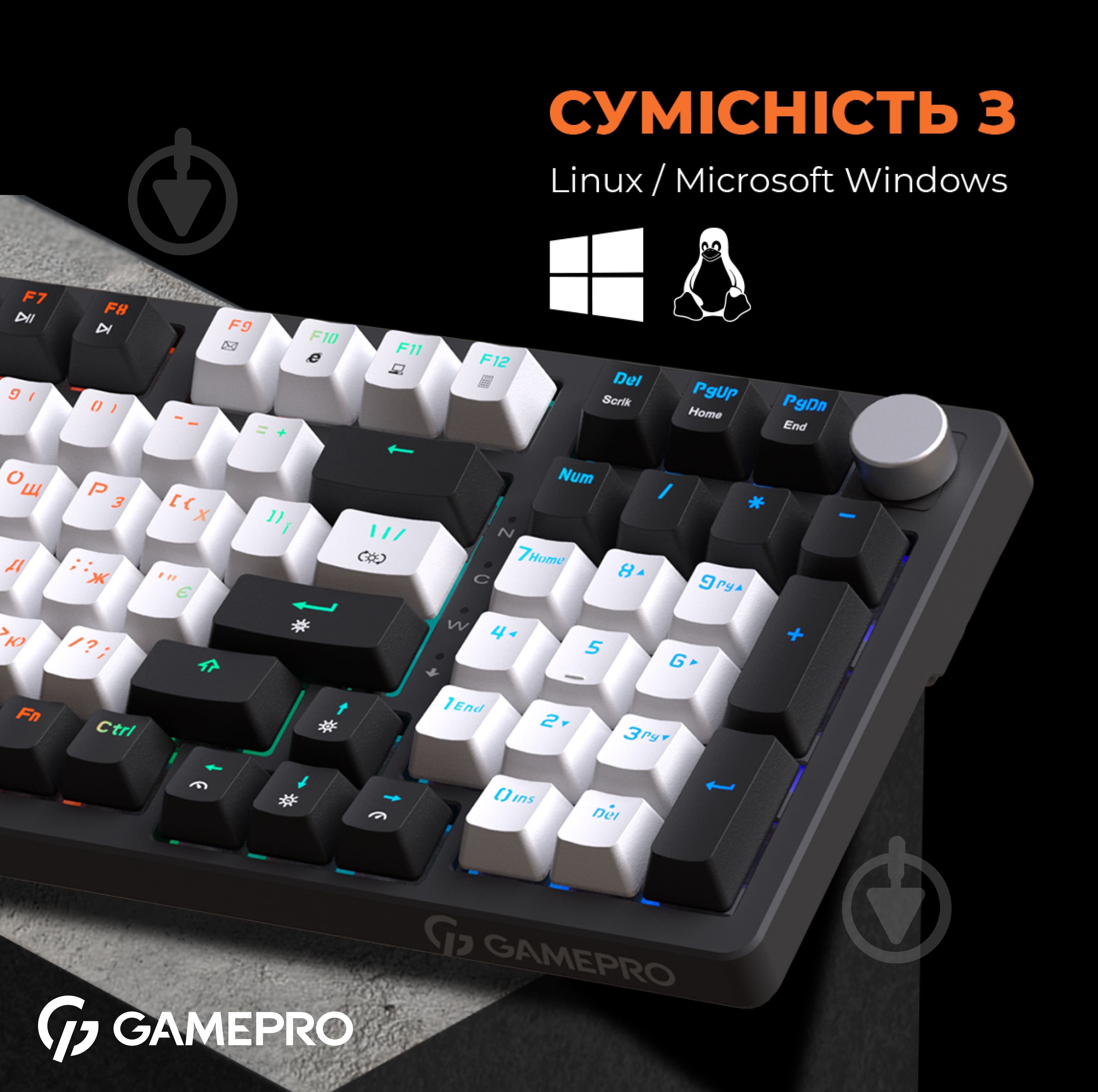 Клавіатура ігрова GamePro (MK170B) Hot-Swap RGB Black black/white - фото 16