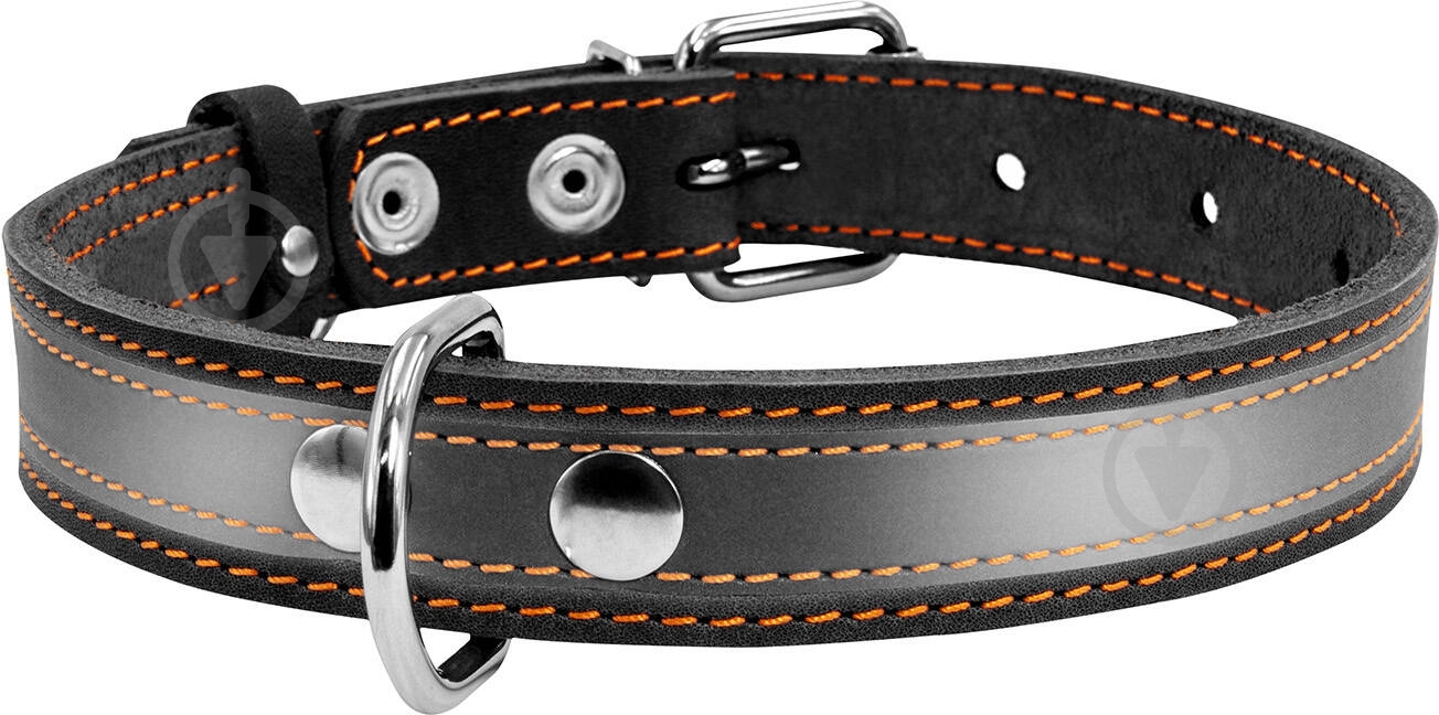 Ошейник Collar со светоотражающей лентой 2,5х38-50 см черный - фото 2 Ошейник Collar со светоотражающей лентой 2,5х38-50 см черный - фото 2