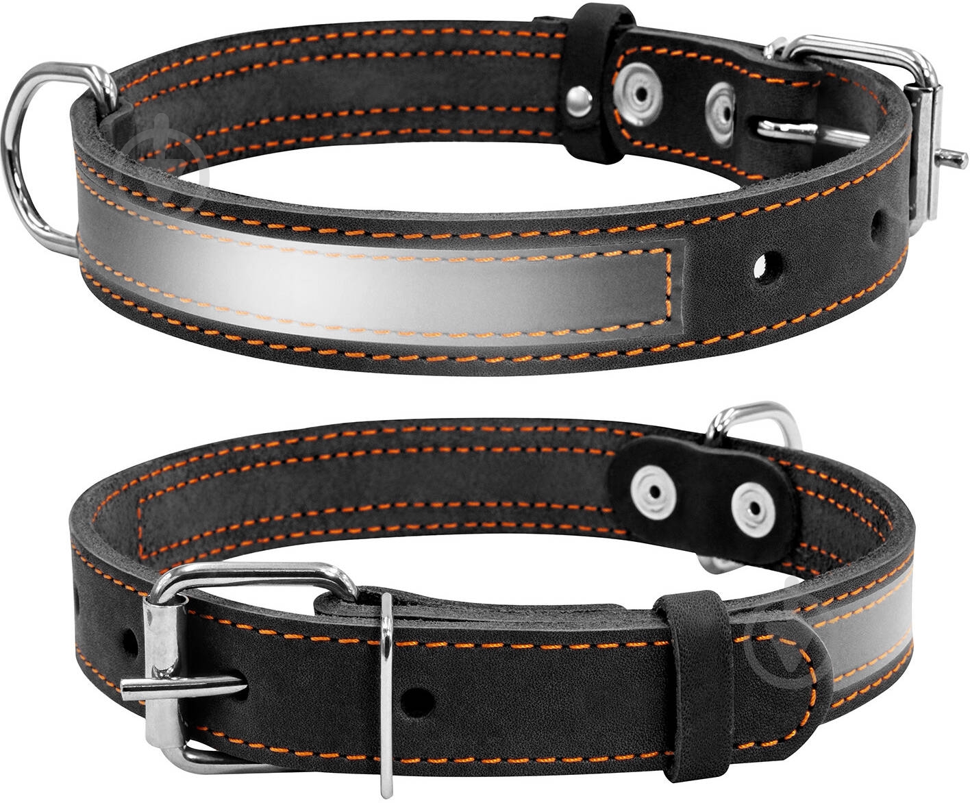 Ошейник Collar со светоотражающей лентой 2,5х38-50 см черный - фото 1 Ошейник Collar со светоотражающей лентой 2,5х38-50 см черный - фото 1