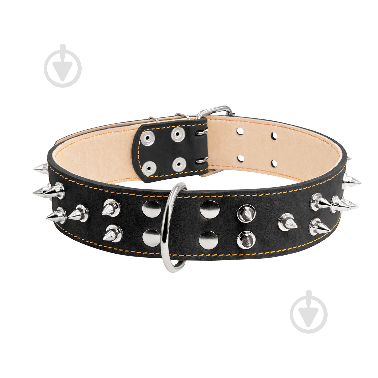 Ошейник Collar двойной с шипами 4,5x56-68 см черный - фото 2