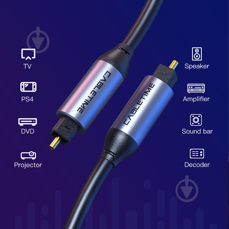 Кабель CableTime Toslink (M) - Toslink (M) 3 м black (CA916511) - фото 3 Кабель CableTime Toslink (M) - Toslink (M) 3 м black (CA916511) - фото 3