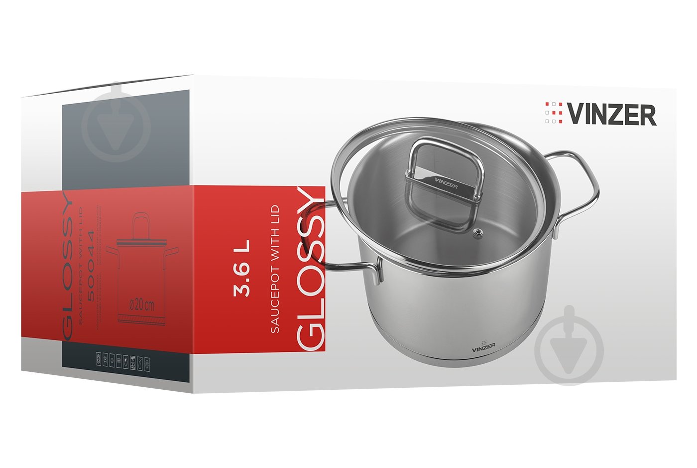 Каструля з кришкою Vinzer Glossy Line 3,6 л 50044 - фото 3