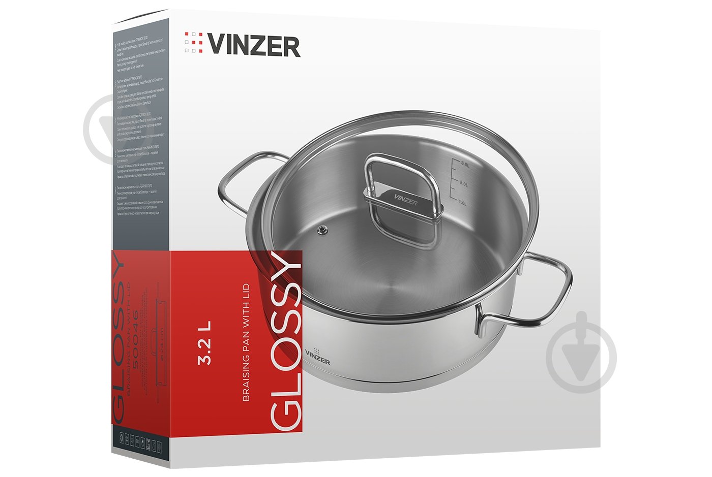 Сотейник з двома ручками та кришкою Vinzer Glossy Line 3,2 л 50046 - фото 3
