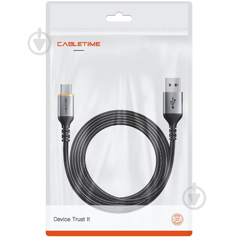 Кабель гибкий CableTime USB 2.0 AM — Type-C 1,5 м black (CA915224) - фото 3
