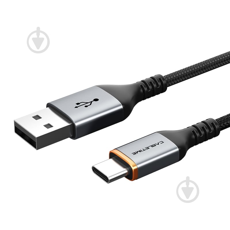 Кабель гибкий CableTime USB 2.0 AM — Type-C 1,5 м black (CA915224) - фото 1