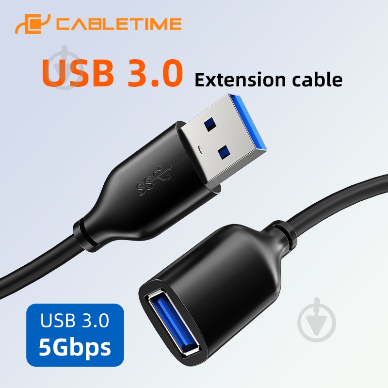 USB-кабель CableTime USB 3.0 AM — AF 2 м black (CA915408) - фото 3