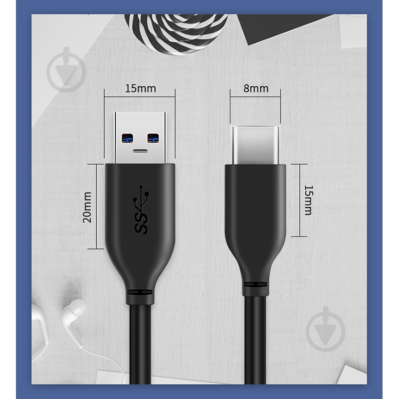 Кабель CableTime USB 3.0 Type-C — AM 1,5 м black (CA915439) - фото 2 Кабель CableTime USB 3.0 Type-C — AM 1,5 м black (CA915439) - фото 2